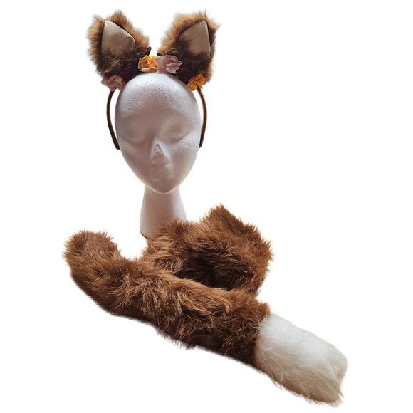Claire's Woodland Fox Dress Up Set Ages 3 up Ears Tail Paws Brown Faux Fir - Picture 7 of 7